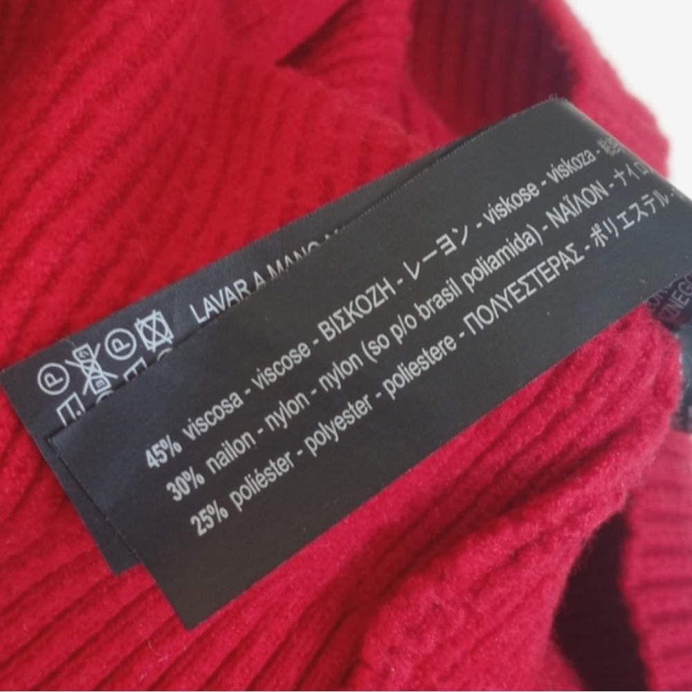 Zara Women's Red Cropped Ribbed Nylon Blend Long Sleeve Sweater S (Back Zip) - Picture 14 of 16